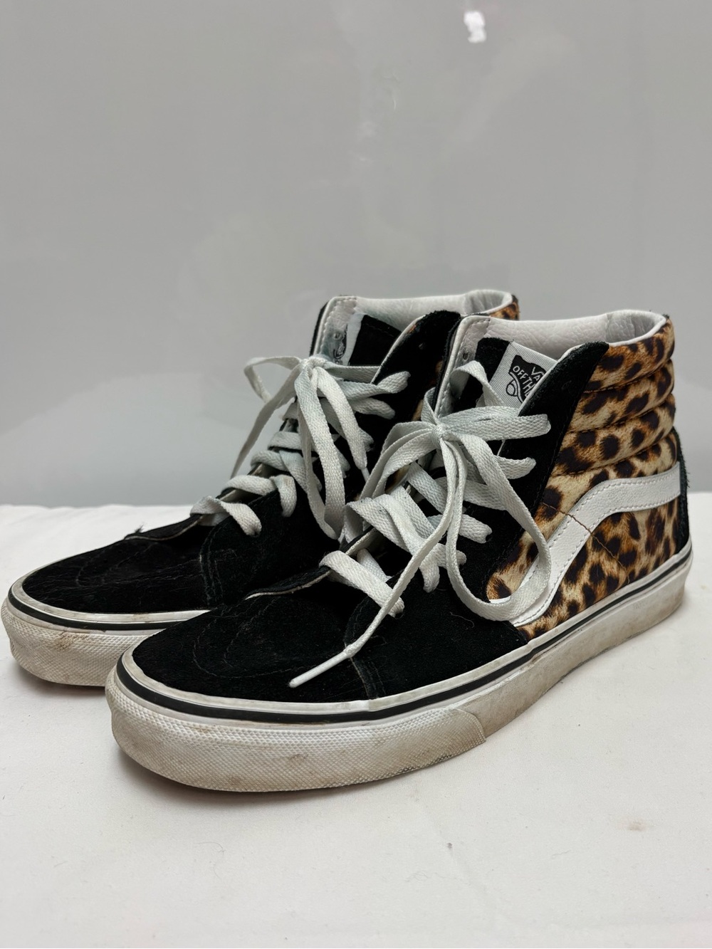 Vans Sk8-Hi Leopard High Top Sneakers Black Suede Size Women 8 / Men 6.5